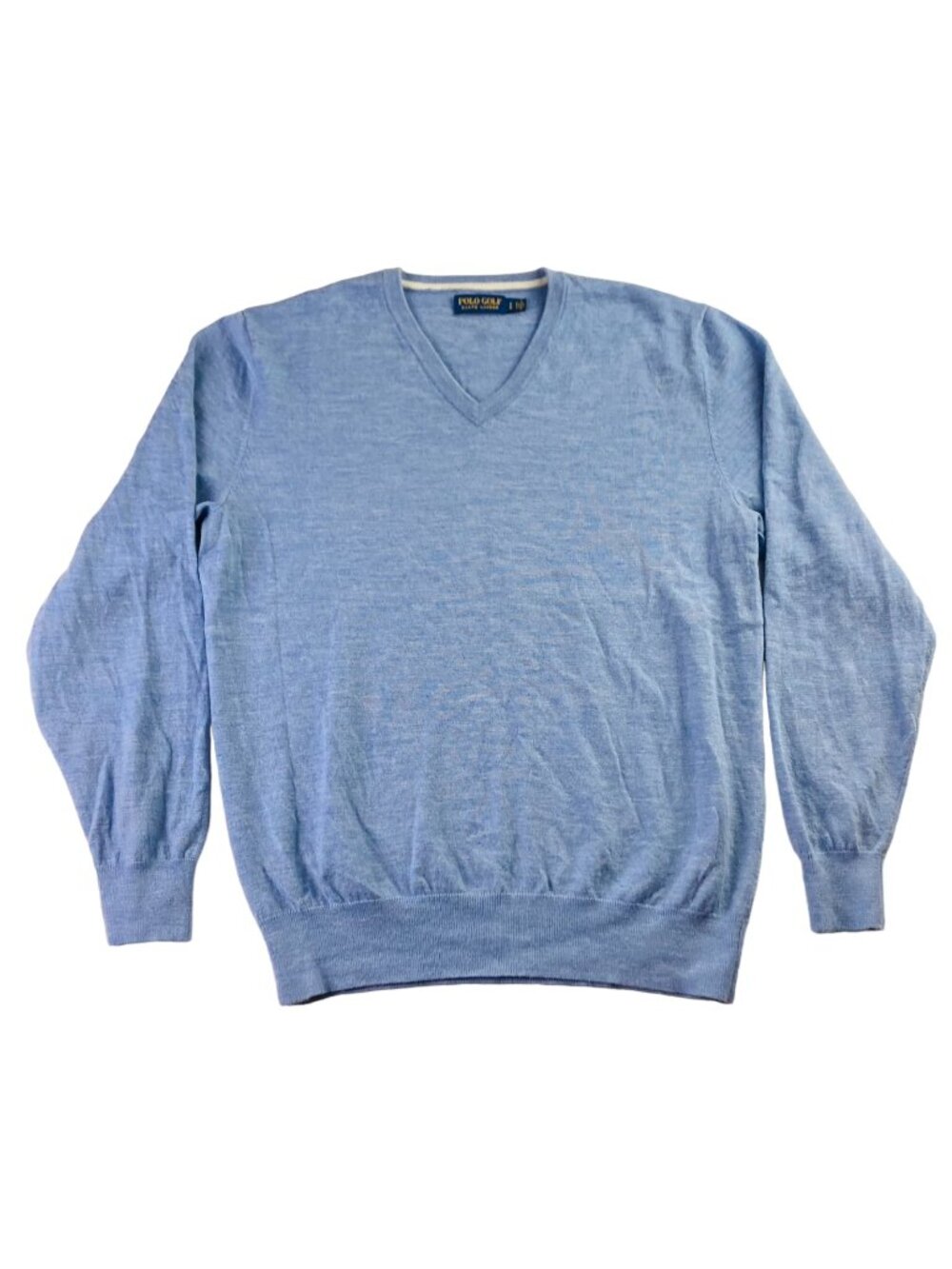 Polo Golf Ralph Lauren Men's 100% Wool V-Neck Sweater Blue • Large